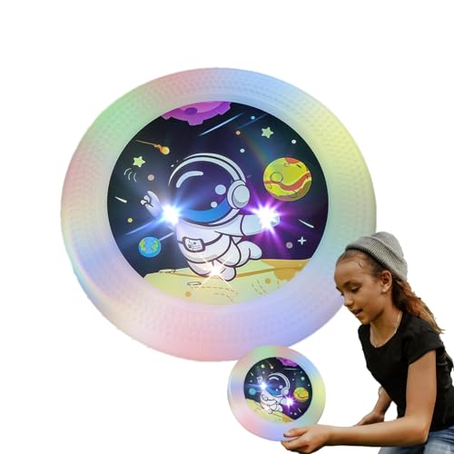 Povanjer Flying Disc-Spielzeug, beleuchtete Flying Disc, Beleuchtete Scheibe für den Außenbereich, Bunte leuchtende Flugscheiben, weiche Flugscheiben für Erwachsene, Kinder, Haustiere, ideal für von Povanjer