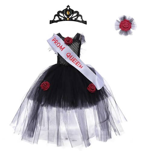 Povanjer Geisterbrautkostüm - Halloween-Kostümkleid für Mädchen | Halloween-Kostüm, Hochzeitskleid aus weichem Tüll für Mädchen von 2 bis 10 Jahren. von Povanjer