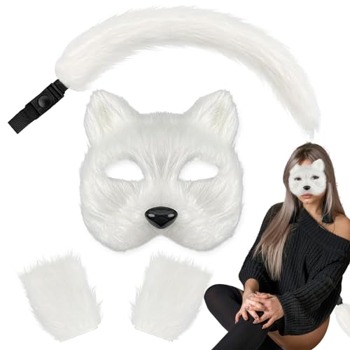 Povanjer Gemeinsam, Katzenschwanz mit Katzenohren- und Schwanzflossen-Handschuhen, Wolfspatzenhandschuhe, Cosplay-Kostüm-Zubehör für Halloween, Rollenspiel-Party Povanjer Gemeinsam, Katzenschwanz mit Katzenohren- und Schwanzflossen-Handschuhen, Wolfspatzenhandschuhe, Cosplay-Kostüm-Zubehör für Halloween, Rollenspiel-Party von Povanjer