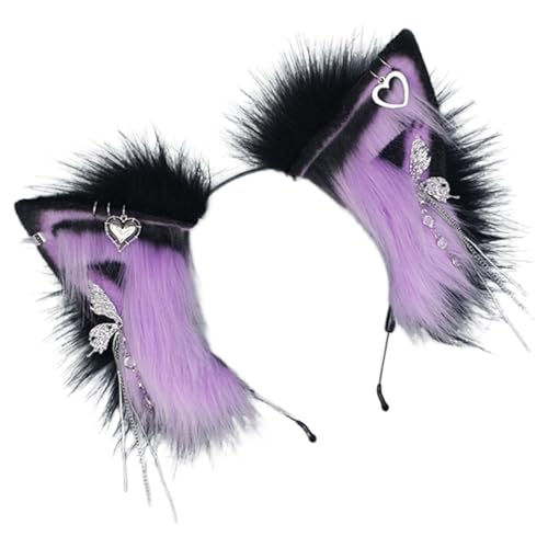 Povanjer Halloween Ohren Stirnband, Halloween Cosplay Stirnband, Damen Plüsch Stirnband mit Tierohren für Halloween, Cosplay Dekoration Tierohren Design für von Povanjer