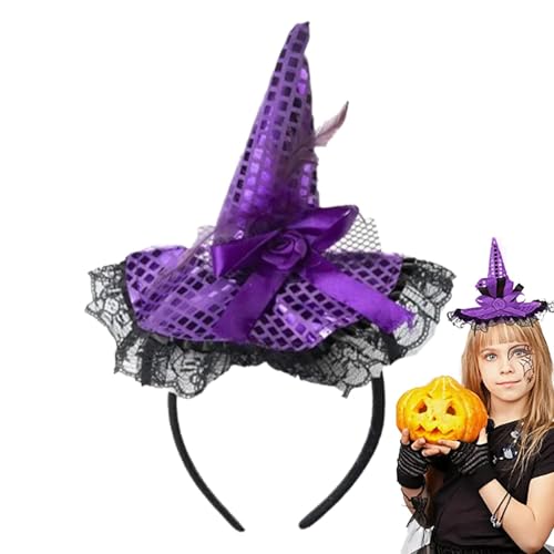 Povanjer Hexenhut Stirnband, Halloween Hexenhut Stirnband, Halloween Stirnbänder Hut Hoop Band Hexenhut Hexenhut Kostüm Hula Hoop Kopfbedeckung von Povanjer