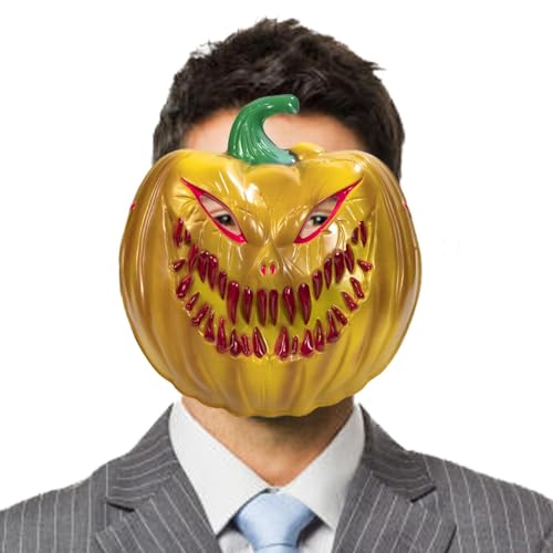 Povanjer Kürbiskopfbedeckung, Cosplay Gesichtsbedeckung, Halloween Kürbis Gesichtsbedeckung, lustige PVC Gesichtsabdeckung für Halloween Cosplay Faschingskostüm für Spiel von Povanjer