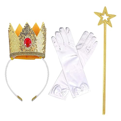 Povanjer Prinzessinnen-Krone, Prinzessinnen-Krone | Kronenhandschuhe, Prinzessinnen-Kostüm für Mädchen | Prinzessinnen-Kostüm für Mädchen, Kostüm-Zubehör, Set von Povanjer