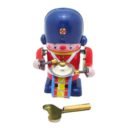 Povanjer Roboter-Spielzeug zum Aufziehen, tanzendes Roboterspielzeug zum Aufziehen | Vintage Roboter zum Aufziehen aus Zinn – Entwicklungsspielzeug, Dekoration für Aktionstisch, Trommel von Povanjer