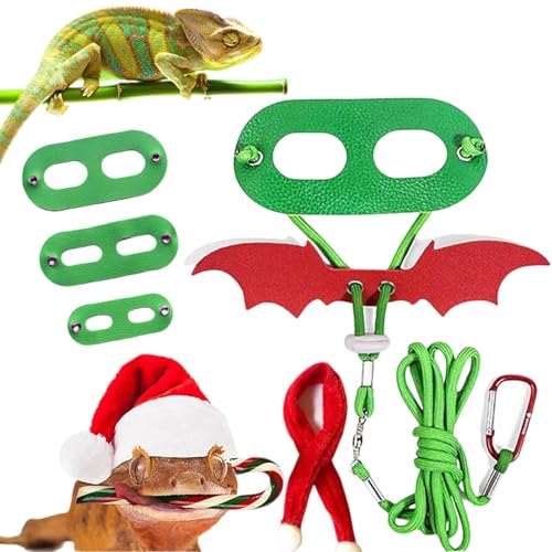 Süßes Eidechsen-Kostüm, Weihnachtsbärt- -Kostüm | Verstellbare Flügel Weihnachtskostüme | Festival Reptilien Kostüme mit Hut, Schal, Bart-Drachengeschirr für Party Süßes Eidechsen-Kostüm, Weihnachtsbärt- -Kostüm | Verstellbare Flügel Weihnachtskostüme | Festival Reptilien Kostüme mit Hut, Schal, Bart-Drachengeschirr für Party von Povanjer