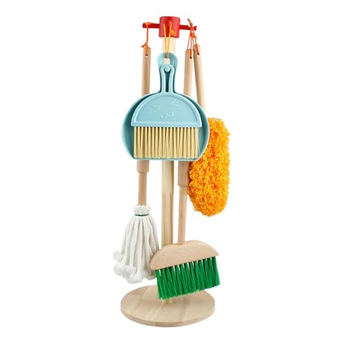 Reinigungsset aus Holz, 6-teiliges Spielzeug-Set für Besen und Reinigungsspielzeug für kleine Haushaltswartungsgegenstände, Kindergröße, Haushaltsgeschenk für Reinigungsset aus Holz, 6-teiliges Spielzeug-Set für Besen und Reinigungsspielzeug für kleine Haushaltswartungsgegenstände, Kindergröße, Haushaltsgeschenk für von Povanjer