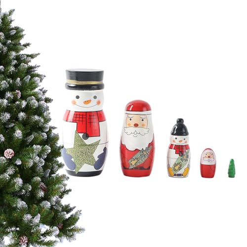 Russische Puppen aus Holz – Set mit 5 Weihnachtspuppen aus Matrjoschka Toys | Tischschmuck für Couchtisch, Arbeitstisch, Esstisch, Computertisch Russische Puppen aus Holz – Set mit 5 Weihnachtspuppen aus Matrjoschka Toys | Tischschmuck für Couchtisch, Arbeitstisch, Esstisch, Computertisch von Povanjer