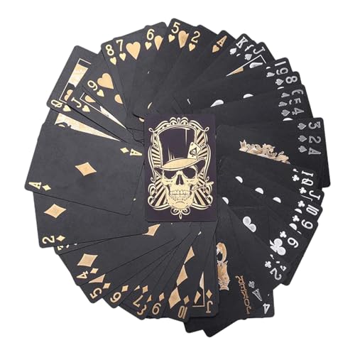 Spielkartenspiel, Schwarz, Spielkarten für Erwachsene | Pokerkarten aus geprägtem PVC mit Totenkopf | flexible Spielkarten mit Aluminium-Finish mit einzigartiger Aufbewahrungsbox für Spielkartenspiel, Schwarz, Spielkarten für Erwachsene | Pokerkarten aus geprägtem PVC mit Totenkopf | flexible Spielkarten mit Aluminium-Finish mit einzigartiger Aufbewahrungsbox für von Povanjer