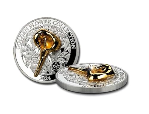 Calla Golden Flower Collection 1 Oz Silber Münze 5$ Samoa 2024 von Power Coin