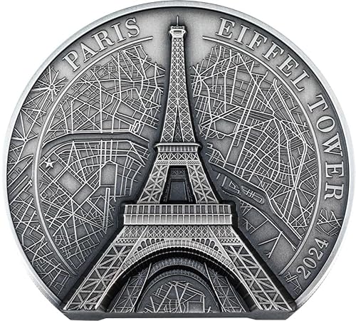 Eiffel Tower Historical Monuments 5 Oz Silber Münze 25$ Cook Islands 2024 von Power Coin
