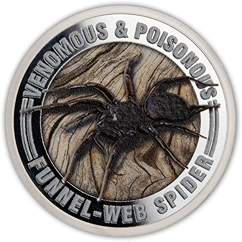 Funnel Web Spider Spinne Venomous and Poisonous ½ Oz Silber Münze 1$ Samoa 2022 von Power Coin