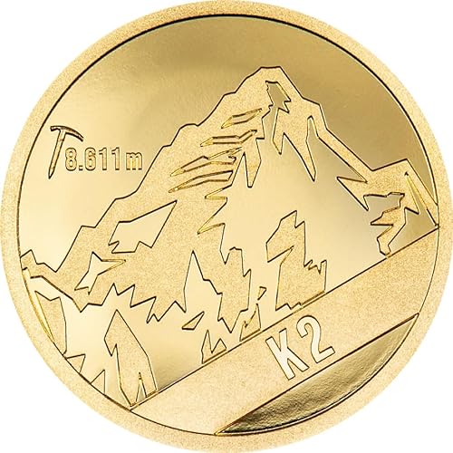 K2 Peaks Gold Münze 5$ Cook Islands 2024 von Power Coin