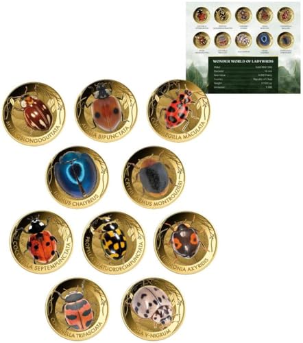 Ladybirds Wonder World Set 10 Gold Münzen 3000 Francs Chad 2024 von Power Coin