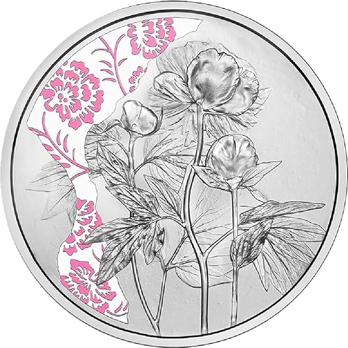 Peony Language of Flowers Silber Münze 10€ Euro Osterreich 2024 von Power Coin