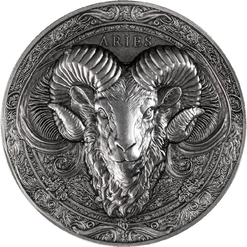 Power Coin Aries Im Dunklen Leuchten Twelve Zodiac Signs 5 Oz Silber Münze 12$ Niue 2024 von Power Coin