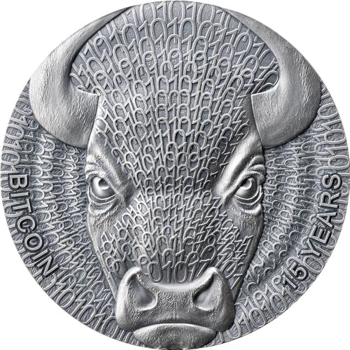 Power Coin Binary Bull Kryptowährung 2 Oz Silber Münze 1000 Satoshi United Crypto States 2024 von Power Coin