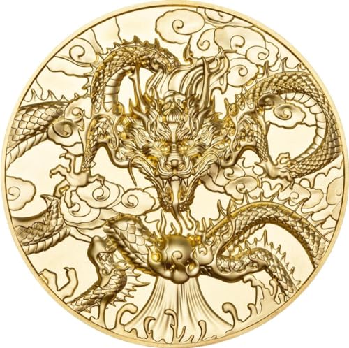 Power Coin Chinese Dragon Art Gilded 5 Oz Silber Münze 10$ Niue 2024 von Power Coin