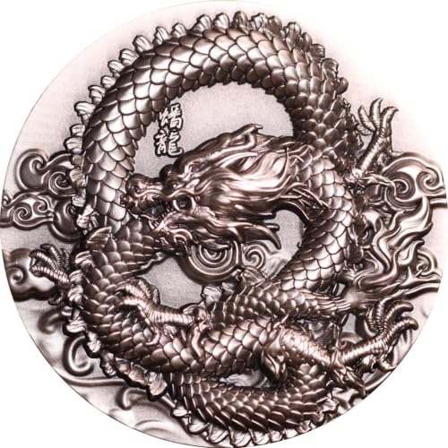Power Coin Coiled Dragon Antique Finish 5 Oz Silber Münze 18888 Francs Chad 2024 von Power Coin