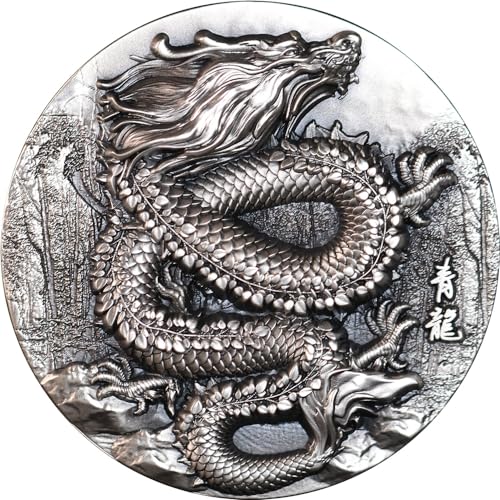Power Coin Dragon Azure Antique Finish 5 Oz Silber Münze 18888 Francs Chad 2024 von Power Coin