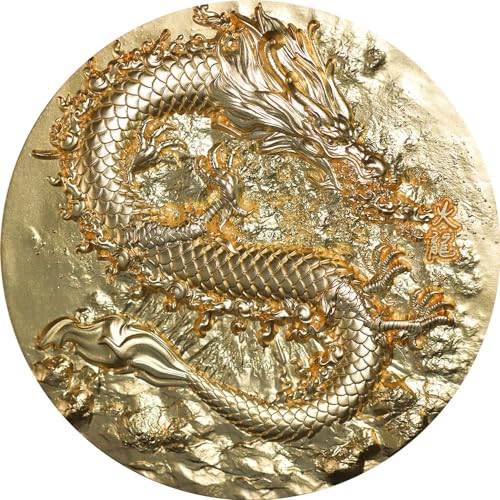 Power Coin Dragon Fire Gold Gilded 5 Oz Silber Münze 18888 Francs Chad 2024 von Power Coin