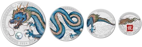 Power Coin Dragon Lunar Year Set 4 Silber Münzen 2$ Fiji 2024 von Power Coin