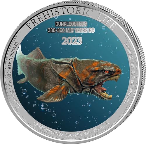 Power Coin Dunkleosteus Prehistoric Life Coloured 1 Oz Silber Münze 20 Francs Congo 2023 von Power Coin