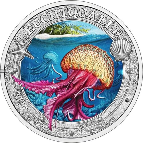 Power Coin Jellyfish Luminous Marine Life Metall Münze 3€ Euro Austria 2024 von Power Coin