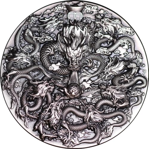 Power Coin Nine Dragons with Pearl 5 Oz Silber Münze 18888 Francs Chad 2024 von Power Coin