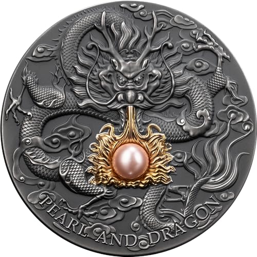 Power Coin Pink Pearl and Dragon Divine Pearls Perle Und Drache 2 Oz Silber Münze 5$ Niue 2024 von Power Coin