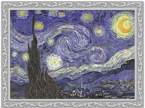 Power Coin Starry Night Vincent Van Gogh Famous Paintings 2 Oz Versilberte Kupfermedaille von Power Coin