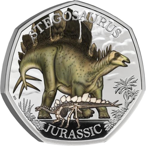 Power Coin Stegosaurus Iconic Specimens Coloured Silber Münze 50 Pence United Kingdom 2024 von Power Coin