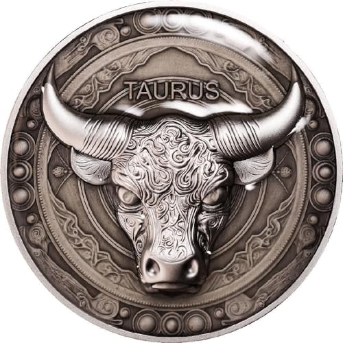 Power Coin Taurus Im Dunklen Leuchten Twelve Zodiac Signs 5 Oz Silber Münze 12$ Niue 2024 von Power Coin