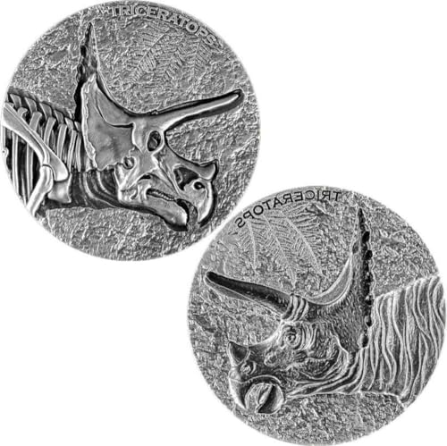 Power Coin Triceratops Legend of Lost Dinosaurs Set 2 X 2 Oz Silber Münzen 10000 Francs Chad 2024 von Power Coin