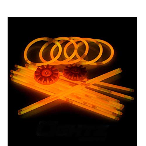 Power Lightz 100 Stück 20cm Knicklichter/Armbänder inkl. 100 x 3D-Verbinder, 2 x Ball- und Flexverbinder in Orange für Party, Disco, Festival oder Fasching von Power Lightz