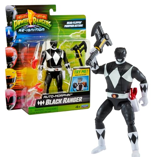 Power Rangers - Auto-Morphin, 2-in-1-Figur mit Gelenken, 15 cm, Schwarz – Zack, für Kinder ab 4 Jahren, PWG073 von Power Rangers
