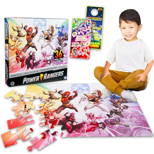 Power Rangers Bodenpuzzle für Kinder – Bündel mit 36-teiligem Bodenpuzzle plus Aufklebern, mehr | Power Rangers Puzzles für Kinder im Alter von 4–8 Jahren von Power Rangers