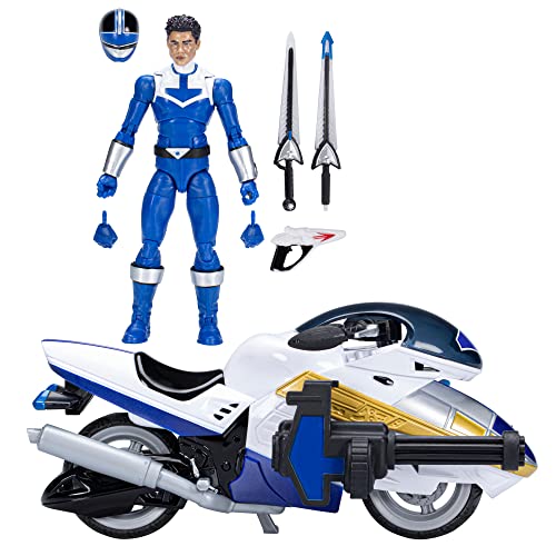 Power Rangers F5702 Lightning Collection Time Force Ranger Minifiguren, 15 cm, Blau mit Vector-Motorrad und Zubehör, Mehrfarbig, M von Power Rangers