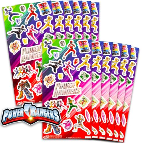 Power Rangers Partygeschenke für Jungen – Bündel mit 12 Aufkleberbögen für Kindergeburtstag, Partyzubehör Power Rangers Partygeschenke für Jungen – Bündel mit 12 Aufkleberbögen für Kindergeburtstag, Partyzubehör von Power Rangers