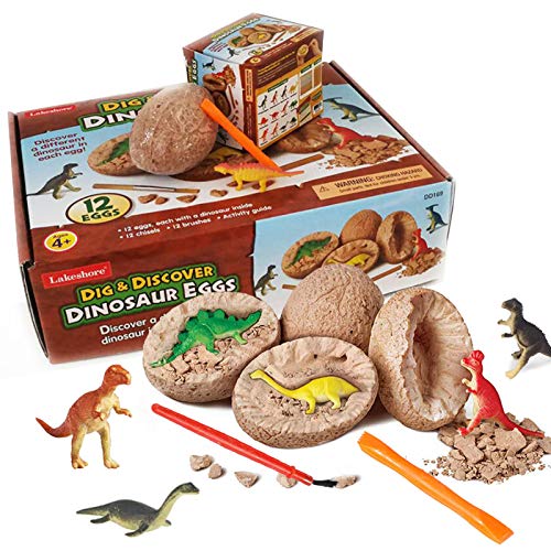 PowerKing 3D Dino Fossil Egg Digging Kit, 12 PCS Unique Dino Eggs and Discover 12 Cute Assorted Dinosaur, Novelty Excavation Toy for Party Favor Easter Egg Hunt Science Play (pk-Egg) von powerking