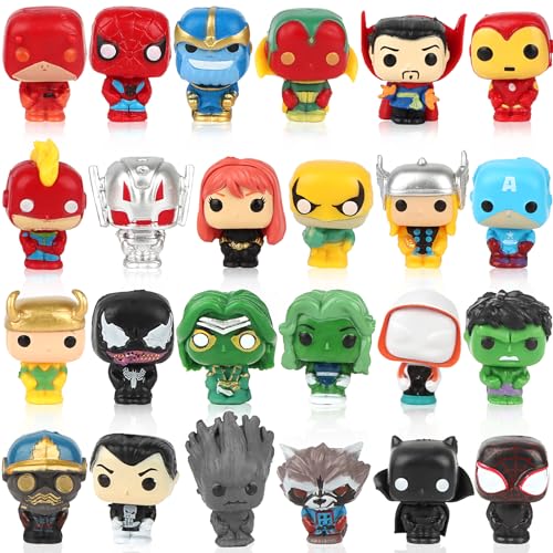 24 Stück Mini Superhelde Figuren Set, Tortendeko Hero Figuren Geburtstag Junge, Avengers Hero Figuren Cake Topper, Action Figuren Torte Superhelden Party Kuchen Deko von Powmag
