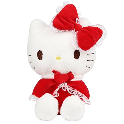 Hello Kitty Plüsch, Hellokitty Plüschtier, 20cm Kawaii Kuscheltier für Kinder, Hello Kitty Deko Plushie, Cat Plush Spielzeug Geschenke für Mädchen von Powmag