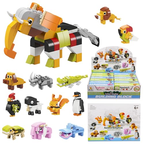 Powmag 12 Stück Mini Bausteine Tiere, 12 IN 1 Mitgebsel Kindergeburtstag Gastgeschenke, Klemmbausteine Tiere Kinder, Mini Tiere Spielzeug Set für Geburtstag Geschenke 4-12 Jungen und Mädchen Powmag 12 Stück Mini Bausteine Tiere, 12 IN 1 Mitgebsel Kindergeburtstag Gastgeschenke, Klemmbausteine Tiere Kinder, Mini Tiere Spielzeug Set für Geburtstag Geschenke 4-12 Jungen und Mädchen von Powmag