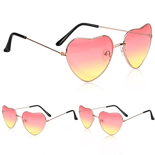 Powmag 3 Paar Herz Sonnenbrille, Lustige Herzbrille, Party brille, Hippie Partybrille, Herzbrille für Fasching Foto Requisiten Geburtstagsfeier für Damen und Männer (Oben rot und unten gelb Powmag 3 Paar Herz Sonnenbrille, Lustige Herzbrille, Party brille, Hippie Partybrille, Herzbrille für Fasching Foto Requisiten Geburtstagsfeier für Damen und Männer (Oben rot und unten gelb von Powmag