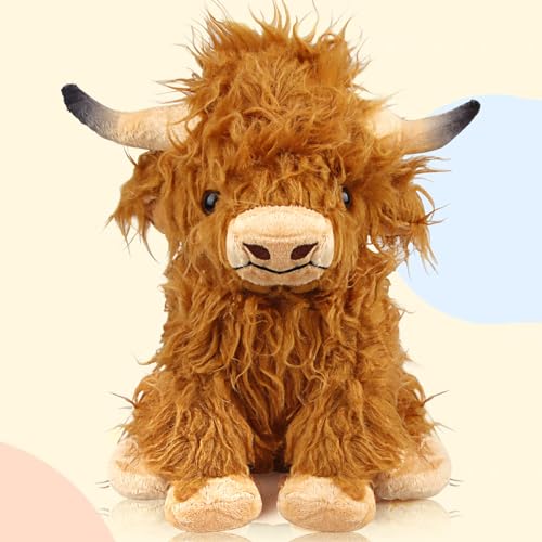 Powmag Highland Cow Plush Toy, Süße Kuh Kuscheltier, 25cm Hochlandrind Kuscheltiere, Kuhpuppe Hochlandkuh Plüschtiere, Highland Kuh Geschenke Für Kinder von Powmag