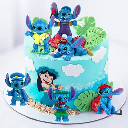 Powmag Figuren Set Stitch-Tortendeko, Geburtstag Deko Figuren für Torte, Kindergeburtstag Kuchenfiguren Cake Topper, Kuchen Dekoration für Geschenke, Partygeschenke, Spielzeug von Powmag