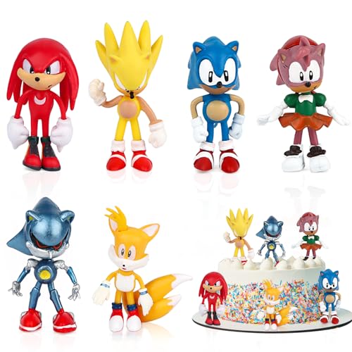 Powmag Tortendeko, 6 Stück Sonic Figur Spielzeug, Geburtstag Deko, Tortenaufsatz oder Tortendekoration, Mini Tortenfiguren für Kinder Powmag Tortendeko, 6 Stück Sonic Figur Spielzeug, Geburtstag Deko, Tortenaufsatz oder Tortendekoration, Mini Tortenfiguren für Kinder von Powmag