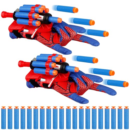 Powmag Hero Handschuhe Launcher, Web Shooter Launcher, 2 Stück SPI_der Handschuhe für Kinder, Cosplay Handschuhe Handgelenk Spielzeug Set von Powmag