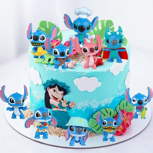 Powmag 10pcs Tortendeko Figuren, Stit-ch-Figuren-Set Deko Geburtstag, Stit-ch und Lilo Tortendeko Cake Topper, Geburtstag Deko Torte Kindergeburtstag von Powmag