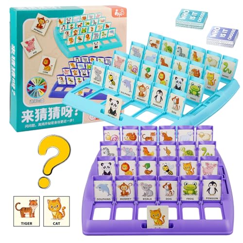 Powmag Wer ist es Spiel, Family Erraten Spiele, Wer Bin ich Spiel, Wer ist es Lustiges Ratespiel Brettspiel, Guess Who Whats Their Name, Guess What Spiel, Lustige Spiele für Die Ganze Familie (Tier) von Powmag