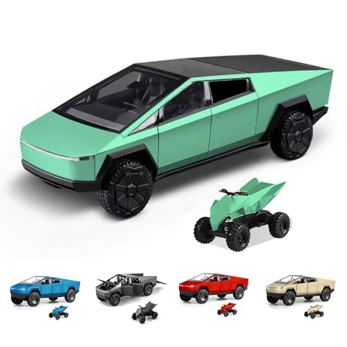Powvan Spielzeug-LKW, Diecast-Metall-Cybertruck-Modell-Pickup-Truck im Maßstab 1:24 Spielzeugautos Rennen mit Sound und Licht, Geschenk für Kinder ab 6 Jahren. (1/24Grün) von Powvan